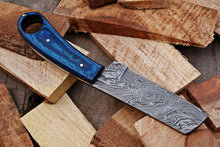 Load image into Gallery viewer, HS-1009 | Custom Handmade Damascus Cowboy Bull Cutter Knife With Beautiful Hard Wood Handle