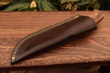 Load image into Gallery viewer, HS-834 Custom Handmade Damascus Skinner Knife With Hard Wood & Olive Wood Handle