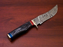 Load image into Gallery viewer, HS-517 Custom Handmade Damascus Hunting Knife With Black Hard Wood Handle