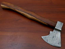 Load image into Gallery viewer, HS-1065 | Custom Handmade Damascus Hand Forged Tomahawk knife, Hatchet, Axe, Integral With Natural Wood