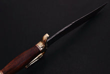 Load image into Gallery viewer, HS-343 | Custom Handmade Damascus Bowie Knife With Wood Handle