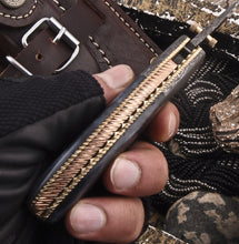 Load image into Gallery viewer, Custom Handmade Damascus Folding-Pocket Knife With Colored Bone Handle