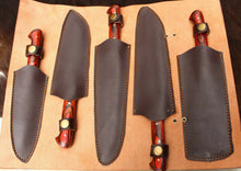 Load image into Gallery viewer, HS-206 Custom Handmade Damascus KItchen-Chef Knives Set Lot Of Five Pecs With Hard Wood Handle
