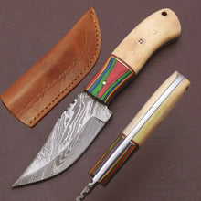 Load image into Gallery viewer, HS-781 Custom Handmade Damascus Skinner Knife With Hard Wood Handle