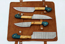 Load image into Gallery viewer, Complete Damascus kitchen knife set showing multiple sizes and professional chef knives collection