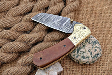 Load image into Gallery viewer, Custom Handmade Damascus Folding-Pocket Knife With Micarta Handle