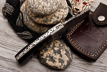 Load image into Gallery viewer, Custom Handmade Damascus Folding-Pocket Knife With Black Micarta Handle