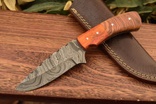 Load image into Gallery viewer, HS-834 Custom Handmade Damascus Skinner Knife With Hard Wood & Olive Wood Handle