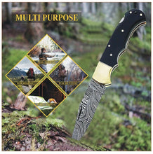 Load image into Gallery viewer, Custom Handmade Damascus Steel Back-Lock Pocket | Folding Knife | Leather Sheath-Olive Wood Handle