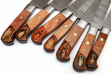 Load image into Gallery viewer, HS-232 Custom Handmade Damascus Kitchen-Chef Knives Set Lot Of 7 Pecs With Wood Handle