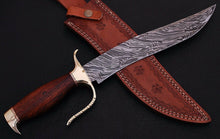 Load image into Gallery viewer, HS-343 | Custom Handmade Damascus Bowie Knife With Wood Handle