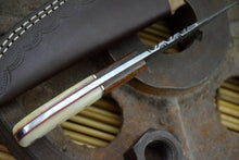 Load image into Gallery viewer, HS-853 Custom Handmade Damascus Skinner Knife With Walnut Wood Handle