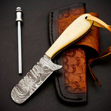 Load image into Gallery viewer, HS-966 '' Custom Hand Forged 6.00" Damascus Steel Full Tang Cowboy Bull Cutter Knife