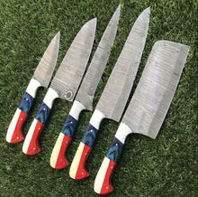 Load image into Gallery viewer, HS-135 '' Custom Handmade HAND FORGED DAMASCUS STEEL CHEF KNIFE Set Kitchen Knives