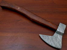 Load image into Gallery viewer, HS-1072 | Custom Handmade Damascus Hand Forged Tomahawk knife, Hatchet, Axe, Integral With Natural Wood