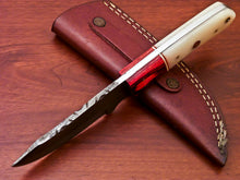 Load image into Gallery viewer, HS-819 Custom Handmade Damascus Skinner Knife With Camel Bone and Wood Handle
