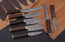 Load image into Gallery viewer, HS-203 Custom Handmade Damascus KItchen-Chef Knives Set Lot Of Five Pecs With Wood Handle