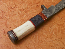 Load image into Gallery viewer, HS-883 Custom Handmade Damascus KUkri Knife With Wood + Bone Handle