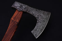 Load image into Gallery viewer, HS-1073 | Custom Handmade Damascus Steel Hand Forged Axe With Rose Wood