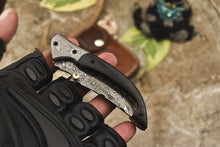 Load image into Gallery viewer, Custom Handmade Damascus Folding-Pocket Knife With Black Micarta Handle