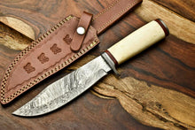 Load image into Gallery viewer, HS-320 Custom Hand Made Damascus Steel Blade Bowie Hunting Knife | CAMEL BONE