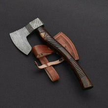 Load image into Gallery viewer, HS-1015 Custom hand made Damascus steel rose wood Viking axe hunting axe straight axe