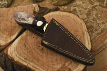Load image into Gallery viewer, HS-840 Custom Handmade Damascus Skinner Knife With Stained Camel Bone Handle