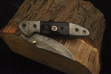 Load image into Gallery viewer, Custom Handmade Damascus Folding/Pocket Knife With Buffalo hHorn Handle