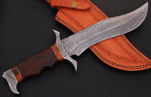 Load image into Gallery viewer, HS-345 | Custom Handmade Damascus Hunting/Bowie Knife 13 Inch With Wood Handle