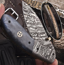 Load image into Gallery viewer, Custom Handmade Damascus Folding-Pocket Knife With Colored Bone Handle