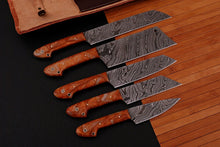 Load image into Gallery viewer, HS-204 Custom Handmade Damascus KItchen-Chef Knives Set Lot Of Five Pecs With Resin Handle