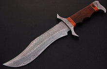 Load image into Gallery viewer, HS-345 | Custom Handmade Damascus Hunting/Bowie Knife 13 Inch With Wood Handle