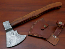 Load image into Gallery viewer, HS-1065 | Custom Handmade Damascus Hand Forged Tomahawk knife, Hatchet, Axe, Integral With Natural Wood
