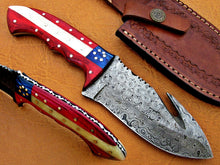 Load image into Gallery viewer, HS-774 Custom Handmade Damascus Skinner Knife With Camel Bone & Hard Wood Handle