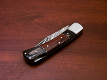 Load image into Gallery viewer, Custom Handmade Damascus Steel Back-Lock Pocket | Folding Knife | Leather Sheath - Wood Handle