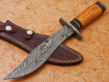 Load image into Gallery viewer, HS-347 | Custom Handmade Damascus Hunting/Bowie Knife With Colored Bone Handle