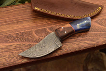 Load image into Gallery viewer, HS-839 Custom Handmade Damascus Skinner Knife With Stained Bone & Natural Wood Handle