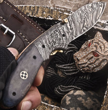 Load image into Gallery viewer, Custom Handmade Damascus Folding-Pocket Knife With Colored Bone Handle