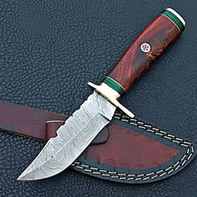 Load image into Gallery viewer, HS-421 | Custom Handmade Damascus Steel Hunting Knife - Beautiful Hard Wood Handle