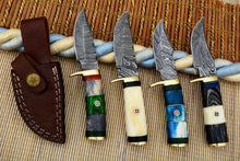 Load image into Gallery viewer, HS Deal 02 - Custom Handmade Damascus Skinner Knife Lot OF Four Pecs With Different Handles