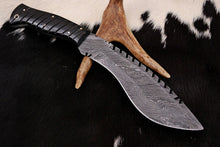 Load image into Gallery viewer, HS-881 Custom Handmade Damascus Hunting/Kukri Knife With Black Sheet Handle