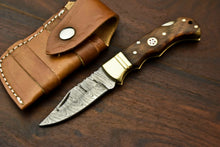 Load image into Gallery viewer, Custom Handmade Damascus Steel Pocket Folding Knife - Beautiful Walunt Wood Handle
