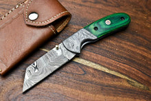 Load image into Gallery viewer, Custom Handmade Damascus Steel Blade Liner-Lock Pocket Folding Knife| HARD WOOD