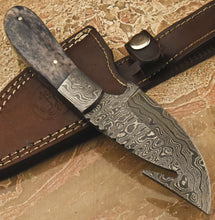 Load image into Gallery viewer, HS-841 Custom Handmade Damascus Skinner Knife With Stained Camel Bone Handle