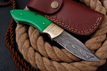 Load image into Gallery viewer, Custom Handmade Damascus Folding-Pocket Knife With Green Sheet Handle