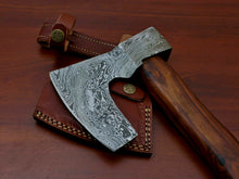 Load image into Gallery viewer, HS-1067 | Custom Handmade Damascus Hand Forged Tomahawk knife, Hatchet, Axe, Integral With Natural Wood