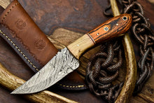 Load image into Gallery viewer, HS-658 Custom Handmade Damascus Steel Skinner Knife - Beautiful Hard Wood Handle