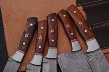 Load image into Gallery viewer, HS-201 Custom Handmade Damascus Kitchen-Chef Knives Set Lot Of Five Pecs With Wood Handle