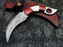 Load image into Gallery viewer, HS-890 Custom Hand Forged Damascus Steel 10" Karambit Knife - Hard Wood Handle