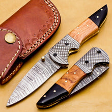 Load image into Gallery viewer, Custom Handmade Damascus Folding-Pocket Knife With Wood Handle